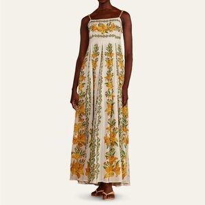 NWT FARM Rio Off White Tropical Lightness Sleeveless Maxi Dress